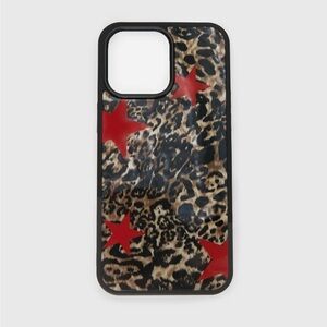 Princess Polly Leopard Print iPhone 15 Pro Max Case with Red Stars
